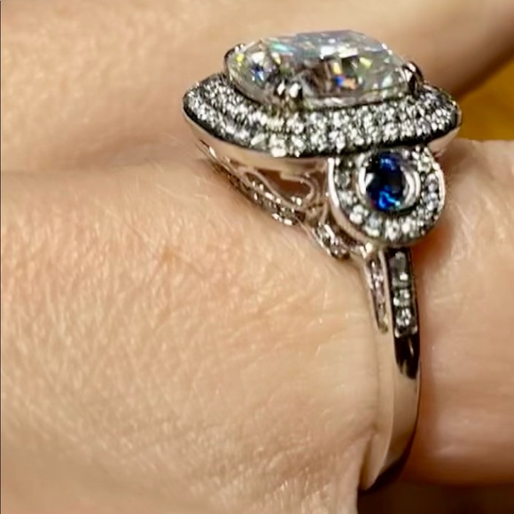 Platinum Antique Style 3ct Crushed Ice Cushion Moi - Picture 9 of 10